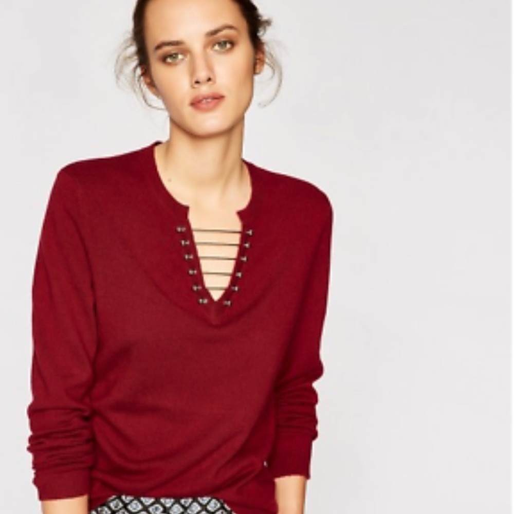 The Kooples Wool/Cashmere Maroon Sweater
